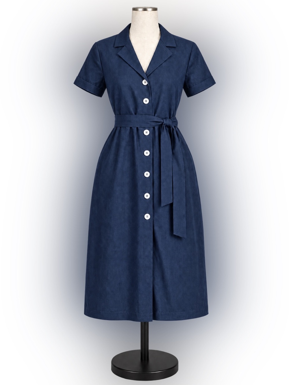 Quince Navy Blue Linen Button-Front Midi Dress, Size XL NWT